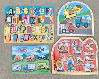Set of Four Wooden Child Puzzles by Melissa & Doug - All Pieces Included