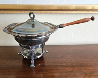 Antique Bristol Silver By Poole Covered Chafing Dish with Underbowl and Warmer 5pc set