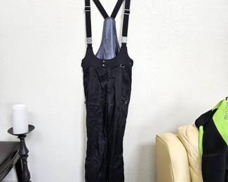 MARKER Brand Ski Pants with Overalls - Size L (38" Hips) Unisex Style - Nylon/Poly Black