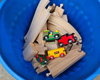  BRIO Wood Train Set w/ All Necessary Pieces for Set Up.