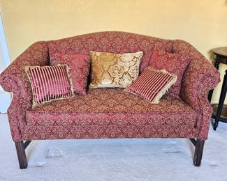 Vintage Couch or Love Seat by "Expressions Custom Furniture" Gold on Red Pattern Upholstery