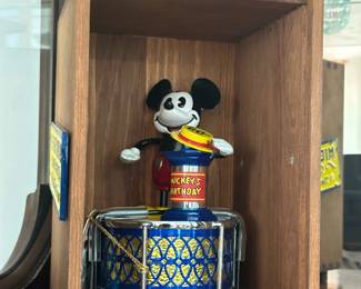 MICKEY MOUSE 60th Anniversary Mechanical Bank in Original Wood Crate Box