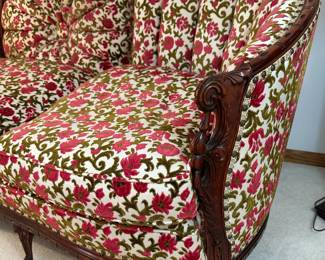 1940's Antique Hand Carved Parlor Sofa