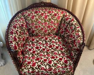 1940's Antique Hand Carved Parlor Tub Chair