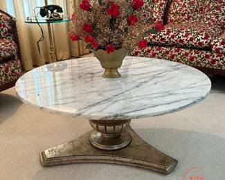 1950's Italian Round Marble Coffee Table