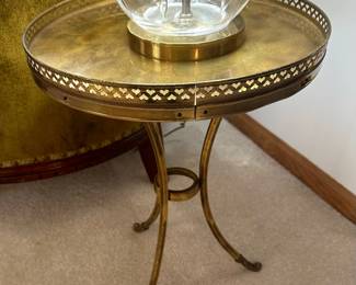 Vintage Brass Gueridon Side Table 