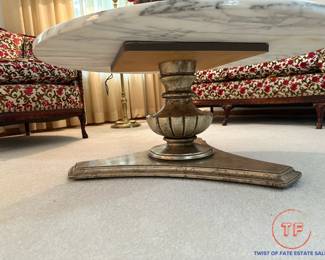 1950's Italian Round Marble Coffee Table