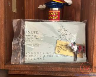 MICKEY MOUSE 60th Anniversary Mechanical Bank in Original Wood Crate Box