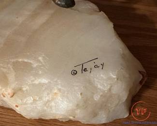 Bronze on Quartz Sculpture Signed TEJAY