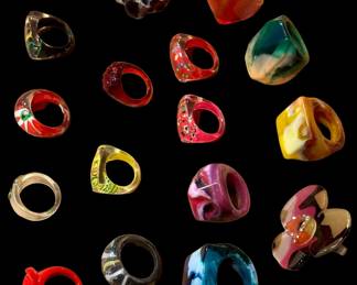 Vintage Acrylic / Resin Chunky Rings
