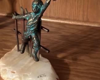 Bronze on Quartz Sculpture Signed TEJAY