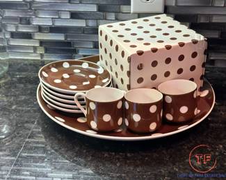 FITZ AND FLOYD Polka Dot Set