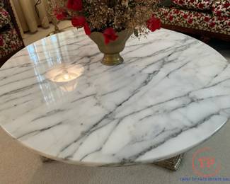 1950's Italian Round Marble Coffee Table