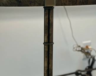 Contemporary Glass Top Half Moon Table with Faux Metal Bamboo Legs