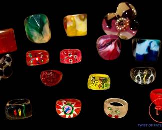 Vintage Acrylic / Resin Chunky Rings