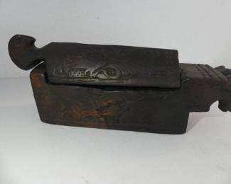 Antique 19th Century (Or Earlier) Hand Carved Falcon Persian Wood Shoe Shine Box