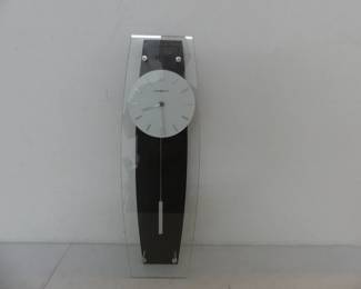 Vintage Sleek Howard Miller Wood & Glass Pendulum Wall Clock Model #625-401