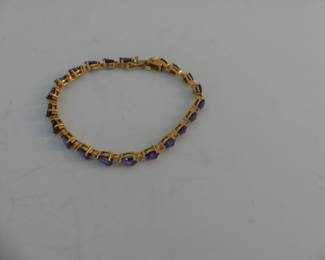 Vintage Sterling 21 Pear Cut Tourmaline 7¼" Bracelet - TW 14.7g