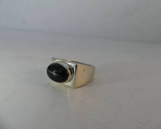 Vintage Sterling Onyx Ring - Size 12½ - TW 15.1g