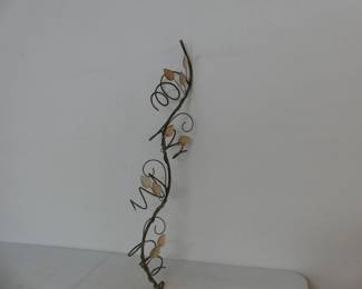 Vintage Metal Grapevine with Lucite Leaves Wall Mount 4 Bottle Wine Rack - 40" x 5½"