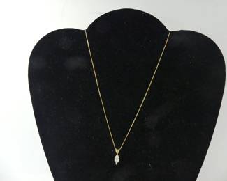 Beautifully Faceted Crystal in 14k Setting with 18" 10k Italian Gold Spring Ring Clasp Chain - TW 1.9g