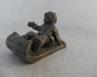 Vintage 1978 American Pewter P. Davis "Boy on Sled" Figurine