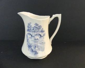 Vintage 1970s Alfred Meakin England "English Bridges Blue" Small Pitcher - 5¼" Tall