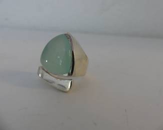 Vintage Sterling Blue Chalcedony Ring - Size 5½ - TW 21.1g