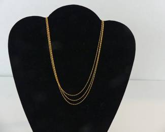 14k Gold Italy 3-Strand 18" Lobster Claw Clasp Chain - TW 4.4g