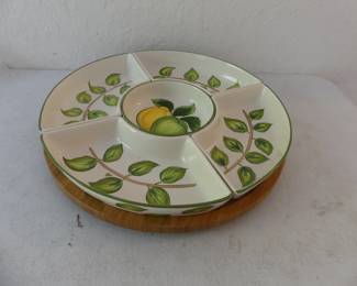 Vintage Tabletops Unlimited "Lemon Wreath" 6-Piece Lazy Susan Serving Set - 17¾" Diameter