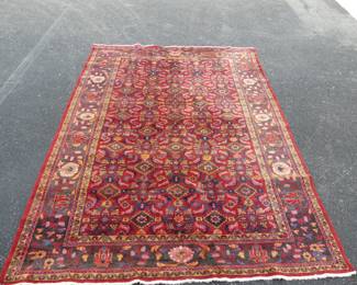 Vintage Made in Iran High Quality 100% Wool Persian Rug - Red Background - 92" x 130"