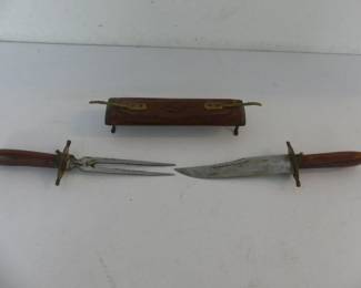 Vintage Made in India Intricately Engraved Hand Carved Carving Set