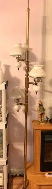 Vintage Pole Lamp with Hobnail Globes and  Bases