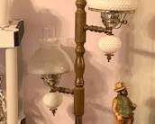 Vintage Pole Lamp with Hobnail Globes and Bases