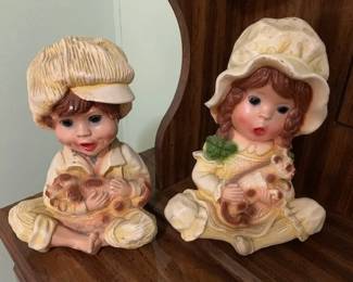 1974 Universal Statuary Girl with Kitten and Boy with Dog