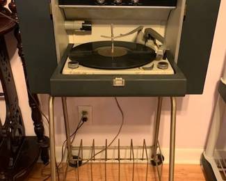 Vintage 1963 GE Tube Stereophonic Portable Turntable and Stand