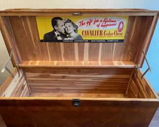 The inside of the cedar chest made by Cavalier