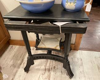 Eastlake parlor table painted black (Marble top is missing)