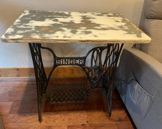 Antique Singer Sewing Machine base with wood top