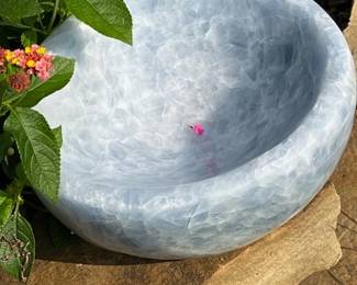 Here is a large Blue Calcite carved bowl weighing 16lbs!