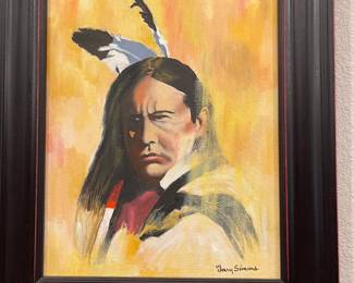 Original Oil on canvas Native American Indian by Gary Simms, signed