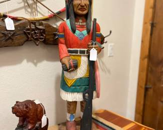A close look at the hand carved and painted Native American Indian