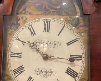 A close look at the face of the Grandfather Clock