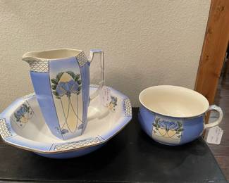 Art Deco bowl and pitcher, Art Deco chamber pot