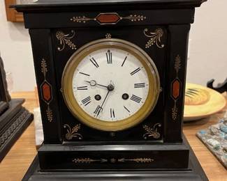 #16 Neo Grec Black and Rouge Griotte marble mantle Clock