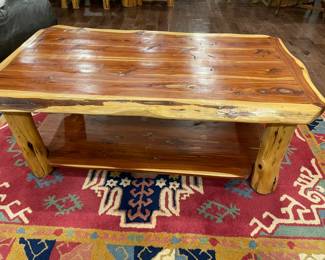 Hand made pine coffee table, wonderful Chinese style 100% wool rug, great colors 