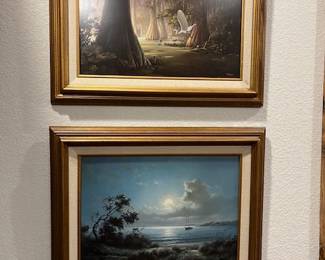 Dalhart Windberg, signed "Moonlit Cove" 15"x12" and "Enchanted Domain"