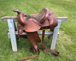 This is a Southern R.E. Brand Western Saddle. We have two saddles and some horse tack in this sale.