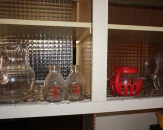 milk bottles, pitcher