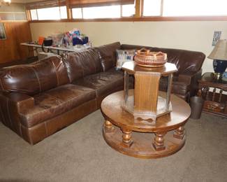 brown leather sectional coffee table, side tables